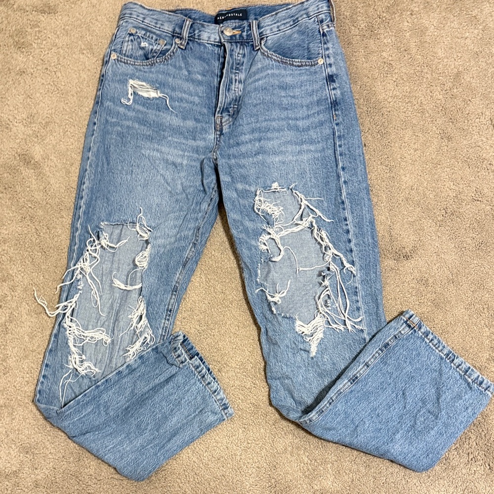 Aeropostale Light Blue Distressed Boyfriend Jeans